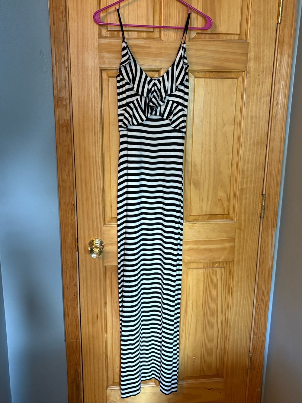 Max Studio Black and White Striped Maxi Dress